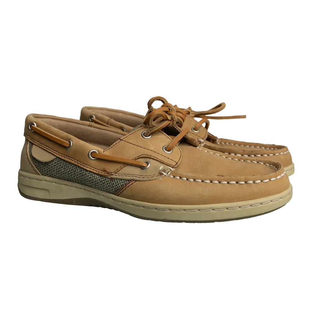 Coastal Nautical Tan Leather Maui Island Leather Loafers Boat Shoes - 6M EUC